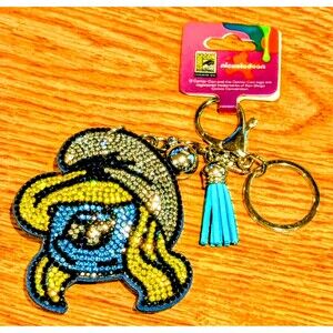 Smurf Bag Charm Key Chain Smurfette Bling Comic Con 2025 Exclusive Nickelodeon